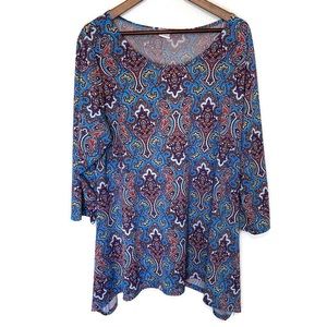 Flirty Pink women’s top 1X paisley 3/4 sleeve